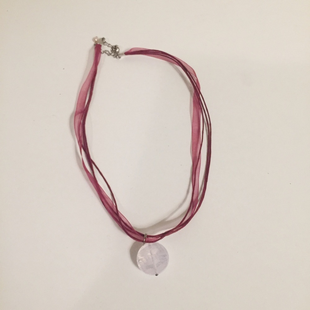 Ribbon and Stone Modern Necklace